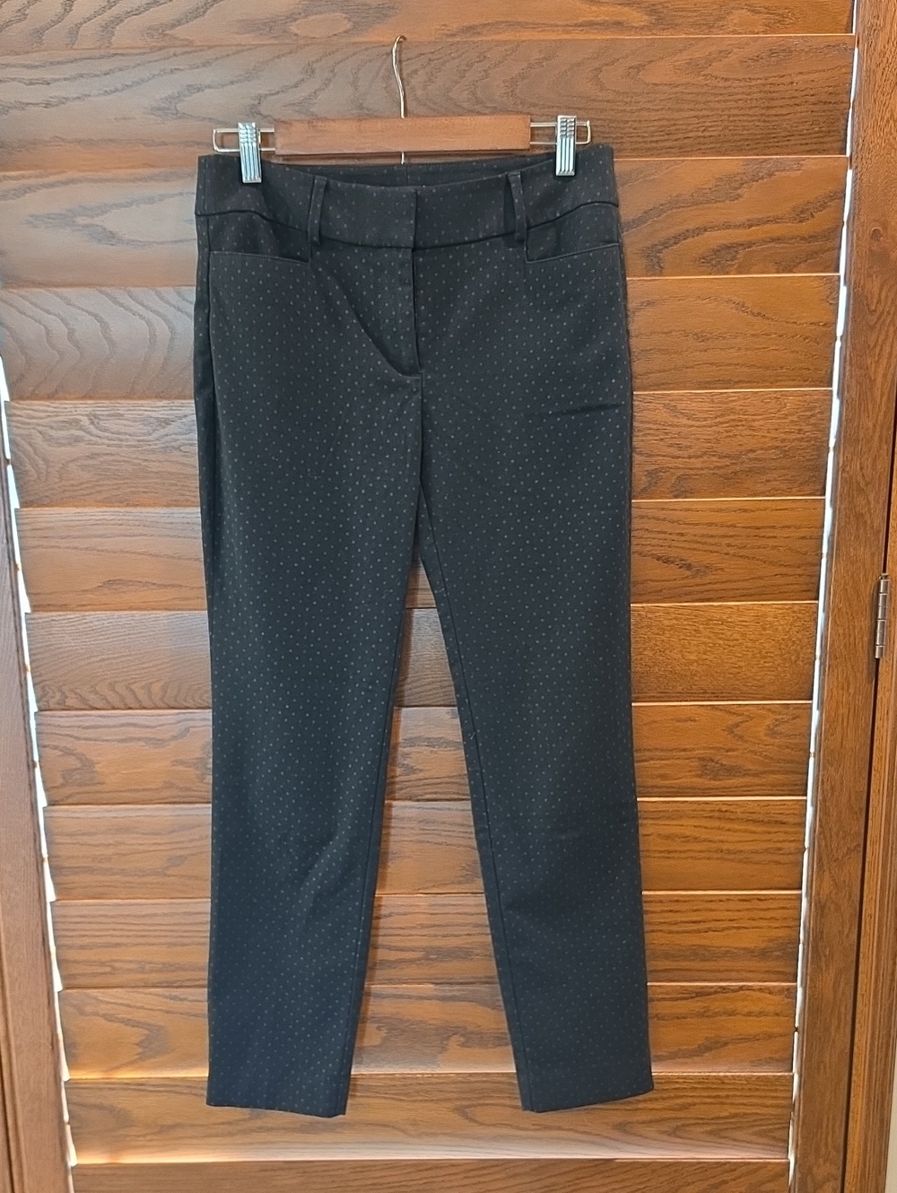 LOFT Black Skinny Ankle Pants with Subtle Dot Texture
